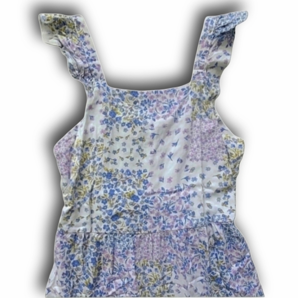 Art Class Girls' L 10/12 Sleeveless Flowy Tiered Maxi Dress Blue & Purple Floral - Picture 4 of 10
